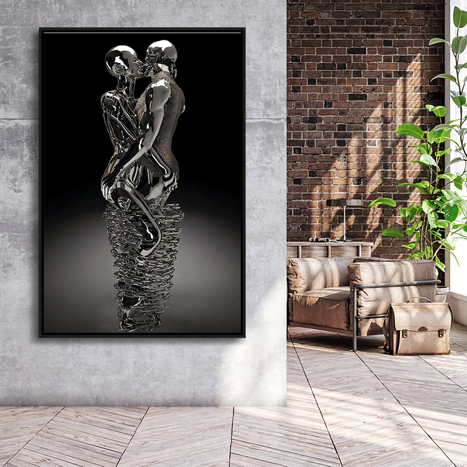 3D Effect Art Infinite Kiss Love V2 Framed Canvas Prints Wall Art - Painting Canvas, Floating Frame, Painting Prints, For Sale