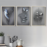 3D Effect Art Kissing Couple Wall Art Set of 3 Piece Framed Canvas Prints Wall Art Decor