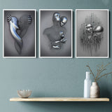3D Effect Art Kissing Couple Wall Art Set of 3 Piece Framed Canvas Prints Wall Art Decor