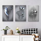 3D Effect Art Kissing Couple Canvas Wall Art Set of 3 Piece Canvas Prints Wall Art Decor