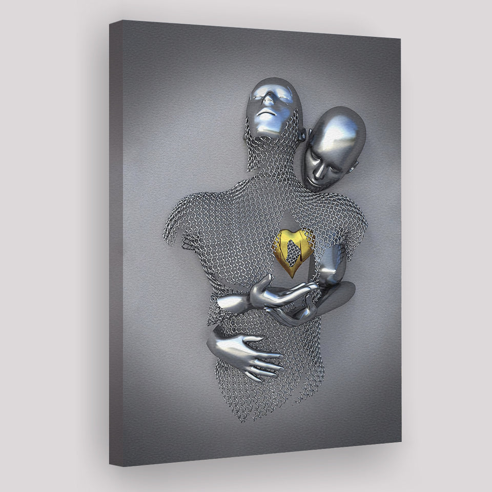 3D Effect Art Love Gold Heart V2 Canvas Prints Wall Art - Painting Canvas, Home Wall Decor, For Sale