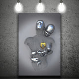 3D Effect Art Love Gold Heart V2 Canvas Prints Wall Art - Painting Canvas, Home Wall Decor, For Sale