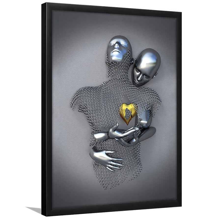 3D Effect Art Love Gold Heart V2 Framed Art Prints Wall Decor - Painting Art, Home Decor,Wall Art, Framed Picture