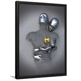 3D Effect Art Love Gold Heart V2 Framed Art Prints Wall Decor - Painting Art, Home Decor,Wall Art, Framed Picture