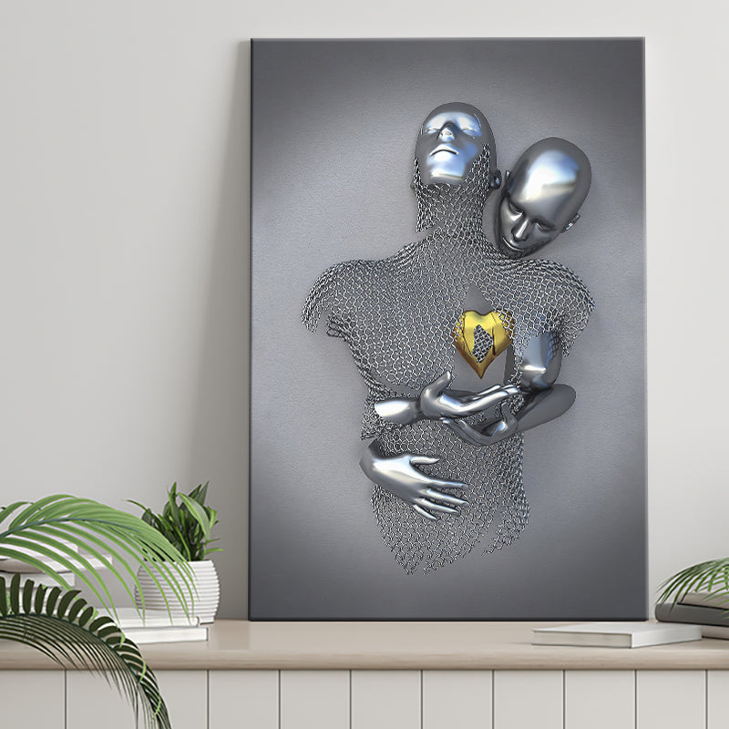 3D Effect Art Love Gold Heart V2 Canvas Prints Wall Art - Painting Canvas, Home Wall Decor, For Sale