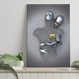 3D Effect Art Love Gold Heart V2 Canvas Prints Wall Art - Painting Canvas, Home Wall Decor, For Sale