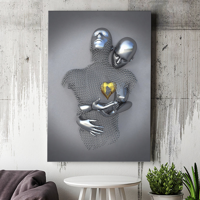 3D Effect Art Love Gold Heart V2 Canvas Prints Wall Art - Painting Canvas, Home Wall Decor, For Sale
