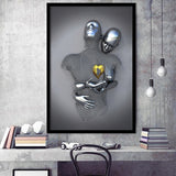 3D Effect Art Love Gold Heart V2 Framed Art Prints Wall Decor - Painting Art, Home Decor,Wall Art, Framed Picture
