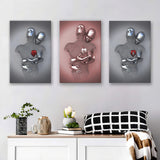 3D Effect Art Love Heart Canvas Prints Wall Art Set of 3 Piece Canvas Prints Wall Art Decor