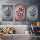 3D Effect Art Love Heart Canvas Prints Wall Art Set of 3 Piece Canvas Prints Wall Art Decor