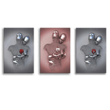 3D Effect Art Love Heart Canvas Prints Wall Art Set of 3 Piece Canvas Prints Wall Art Decor