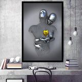 3D Effect Art Love Heart Gold V1 Framed Art Prints Wall Decor - Painting Art, Home Decor,Wall Art, Framed Picture