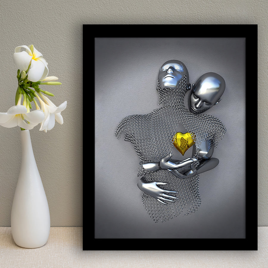 3D Effect Art Love Heart Gold V1 Framed Art Prints Wall Decor - Painting Art, Home Decor,Wall Art, Framed Picture