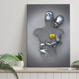 3D Effect Art Love Heart Gold V1 Canvas Prints Wall Art - Painting Canvas, Home Wall Decor, For Sale