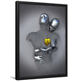 3D Effect Art Love Heart Gold V1 Framed Art Prints Wall Decor - Painting Art, Home Decor,Wall Art, Framed Picture