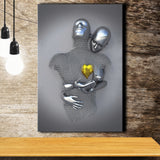 3D Effect Art Love Heart Gold V1 Canvas Prints Wall Art - Painting Canvas, Home Wall Decor, For Sale