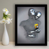 3D Effect Art Love Heart Gold V3 Framed Art Print Wall Decor - Painting Art,Framed Picture,Wall Art
