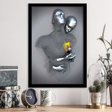 3D Effect Art Love Heart Gold V3 Framed Art Print Wall Decor - Painting Art,Framed Picture,Wall Art