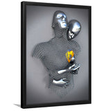 3D Effect Art Love Heart Gold V3 Framed Art Print Wall Decor - Painting Art,Framed Picture,Wall Art