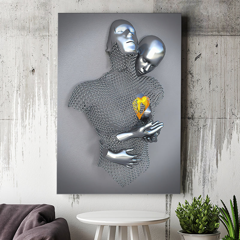 3D Effect Art Love Heart Gold V3 Canvas Prints Wall Art - Painting Canvas, Home Wall Decor, For Sale