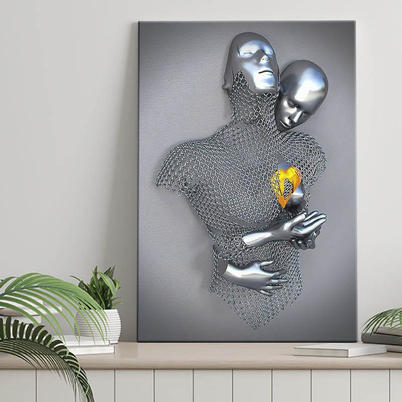 3D Effect Art Love Heart Gold V3 Canvas Prints Wall Art - Painting Canvas, Home Wall Decor, For Sale