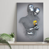 3D Effect Art Love Heart Gold V3 Canvas Prints Wall Art - Painting Canvas, Home Wall Decor, For Sale