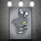 3D Effect Art Love Heart Gold V3 Canvas Prints Wall Art - Painting Canvas, Home Wall Decor, For Sale