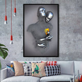 3D Effect Art Love Heart Gold V3 Framed Art Print Wall Decor - Painting Art,Framed Picture,Wall Art