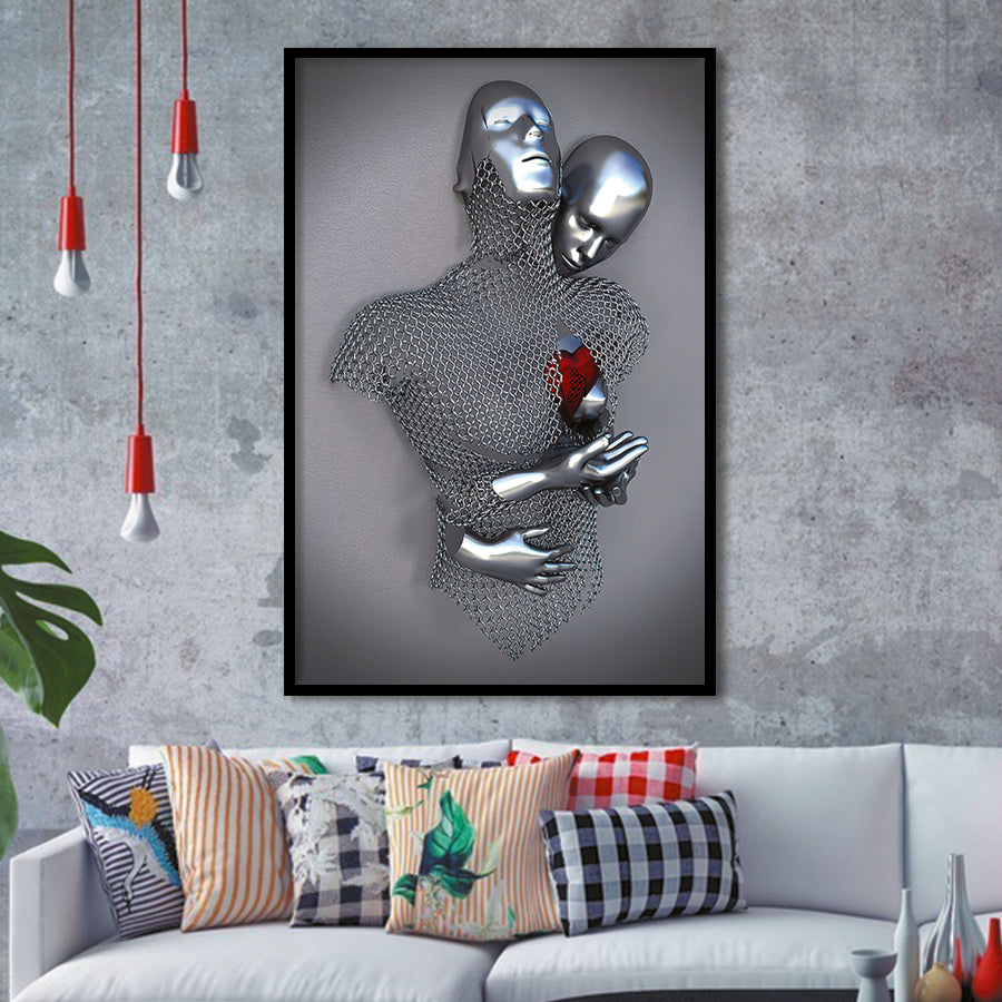 3D Effect Art Love Heart Red Moon Heart V2 Framed Art Print Wall Decor - Painting Art,Framed Picture,Wall Art