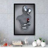 3D Effect Art Love Heart Red Moon Heart V2 Framed Canvas Prints Wall Art - Painting Canvas,Floating Frame, Home Wall Decor