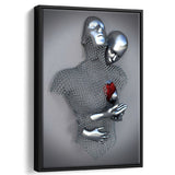 3D Effect Art Love Heart Red Moon Heart V2 Framed Canvas Prints Wall Art - Painting Canvas,Floating Frame, Home Wall Decor