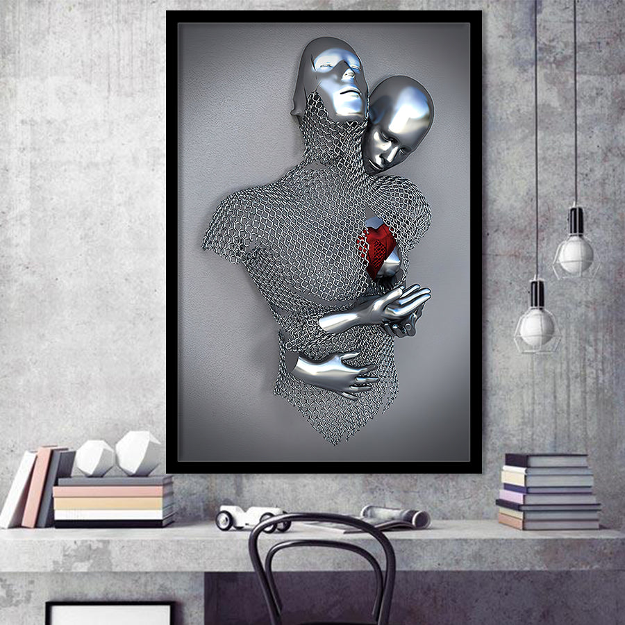 3D Effect Art Love Heart Red Moon Heart V2 Framed Art Print Wall Decor - Painting Art,Framed Picture,Wall Art