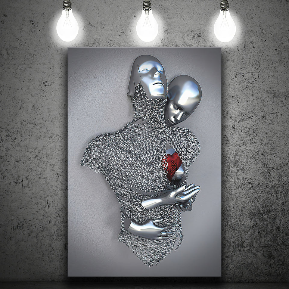 3D Effect Art Love Heart Red Moon Heart V2 Canvas Prints Wall Art - Painting Canvas, Home Wall Decor, For Sale