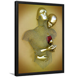 3D Effect Art Love Heart V2 Background Gold Color Framed Art Print Wall Decor - Painting Art,Framed Picture,Wall Art