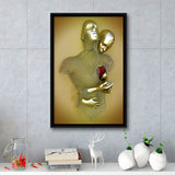 3D Effect Art Love Heart V2 Background Gold Color Framed Canvas Prints Wall Art - Painting Canvas,Floating Frame, Home Wall Decor