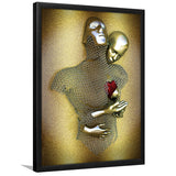 3D Effect Art Love Heart V2 Glitter Gold Background Framed Art Print Wall Decor - Painting Art,Framed Picture,Wall Art