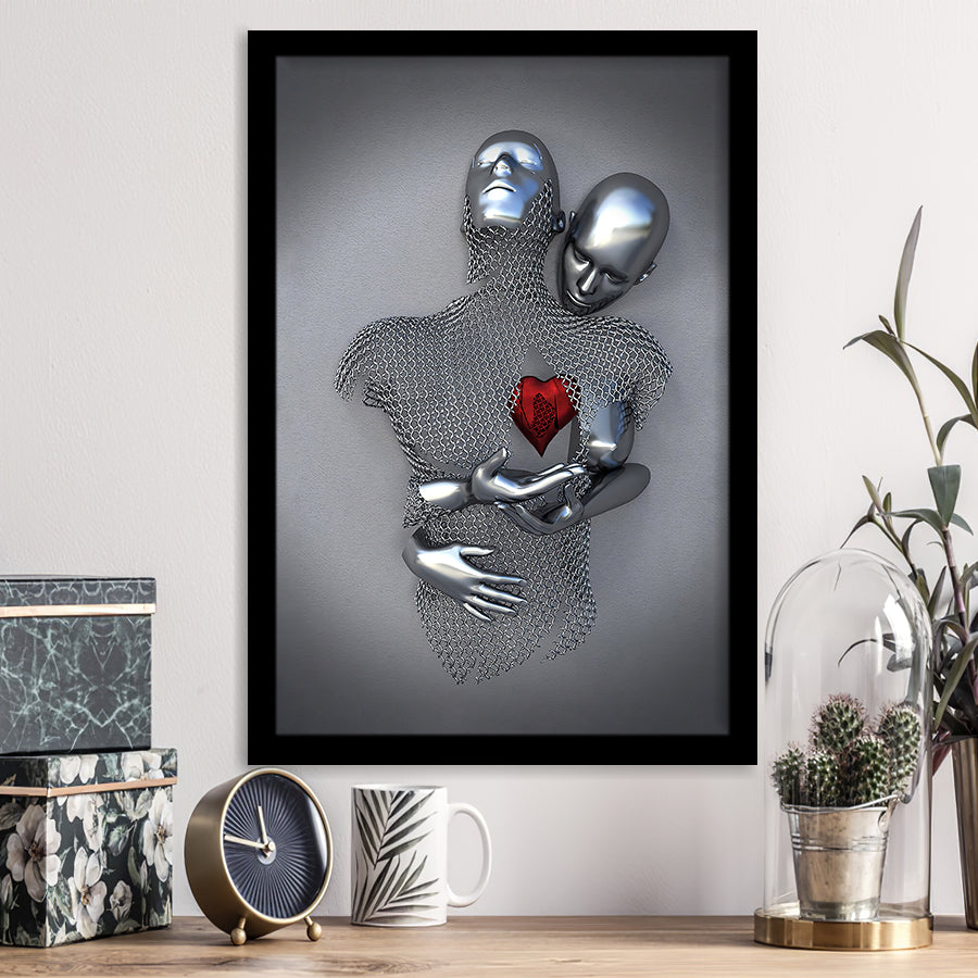3D Effect Art Love Red Moon Heart V1 Framed Art Prints Wall Decor - Painting Art, Home Decor,Wall Art, Framed Picture