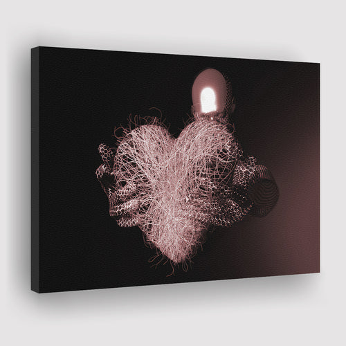 3D Effect Art Red Heart Love Pink Gold Canvas Prints Wall Art - Painting Canvas, Wall Decor, Home Decor, Prints for Sale
