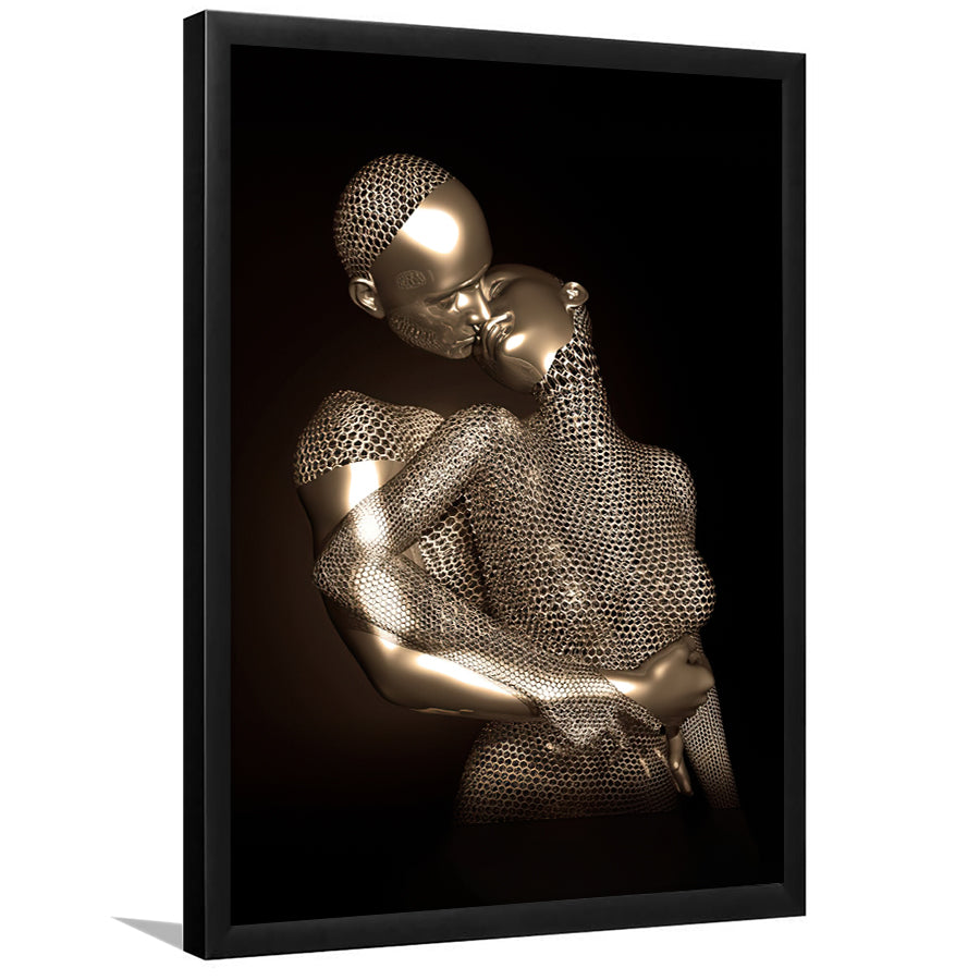 3D Effect Art The Hug Love II Gold Framed Art Prints Wall Decor - Painting Prints, Wall Art, Home Decor, Prints for Sale