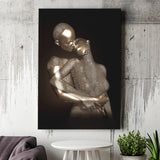 3D Effect Art The Hug Love II Gold Canvas Prints Wall Art - Painting Canvas, Wall Decor, Home Decor, Prints for Sale