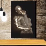 3D Effect Art The Hug Love II Gold Canvas Prints Wall Art - Painting Canvas, Wall Decor, Home Decor, Prints for Sale