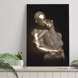 3D Effect Art The Hug Love II Gold Canvas Prints Wall Art - Painting Canvas, Wall Decor, Home Decor, Prints for Sale