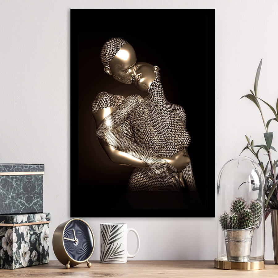 3D Effect Art The Hug Love II Gold Framed Art Prints Wall Decor - Painting Prints, Wall Art, Home Decor, Prints for Sale