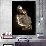 3D Effect Art The Hug Love II Gold Framed Art Prints Wall Decor - Painting Prints, Wall Art, Home Decor, Prints for Sale