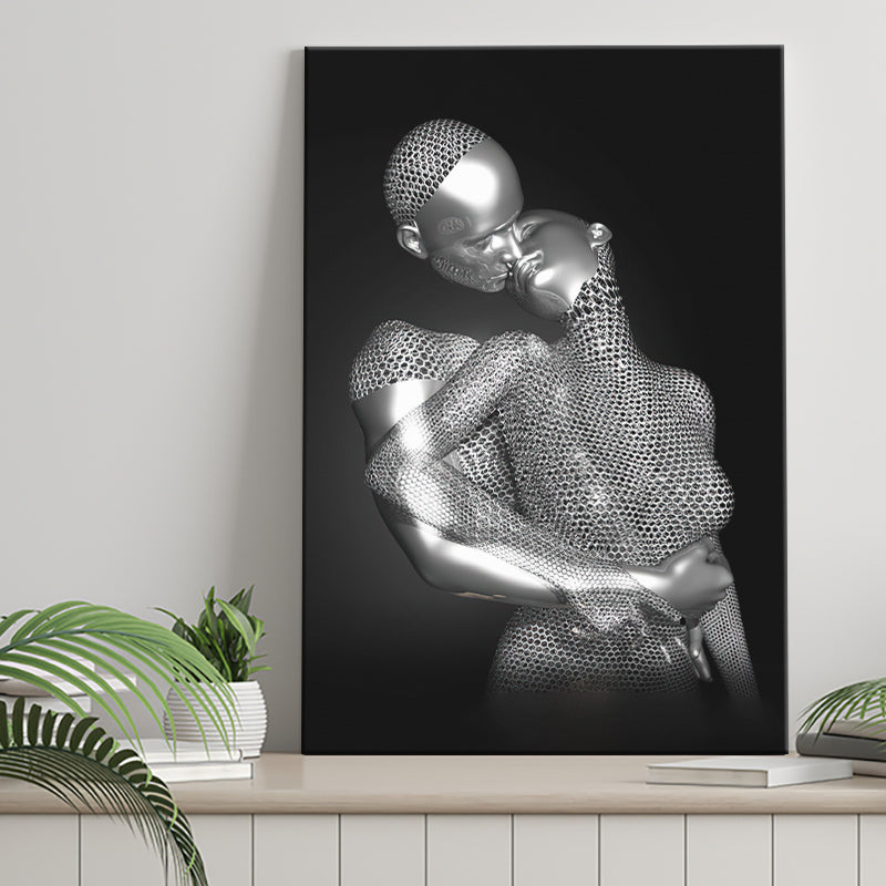 3D Effect Art The Hug Love II Luxury Grey Canvas Prints Wall Art - Painting Canvas, Wall Decor, Home Decor, Prints for Sale