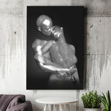3D Effect Art The Hug Love II Luxury Grey Canvas Prints Wall Art - Painting Canvas, Wall Decor, Home Decor, Prints for Sale