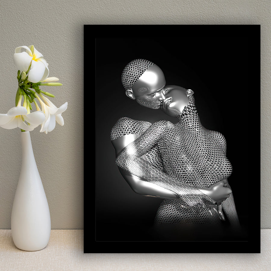 3D Effect Art The Hug Love II Luxury Grey Framed Art Prints Wall Decor - Painting Prints, Wall Art, Home Decor, Prints for Sale