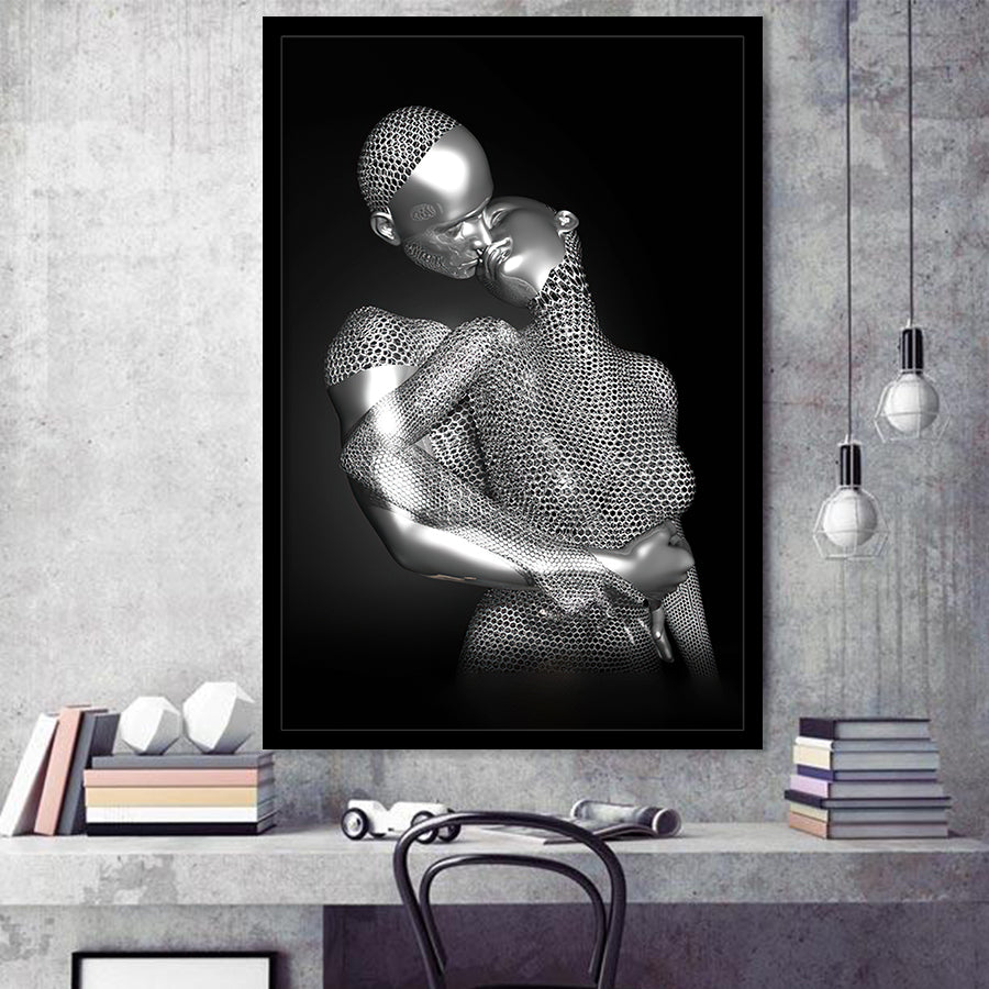 3D Effect Art The Hug Love II Luxury Grey Framed Art Prints Wall Decor - Painting Prints, Wall Art, Home Decor, Prints for Sale
