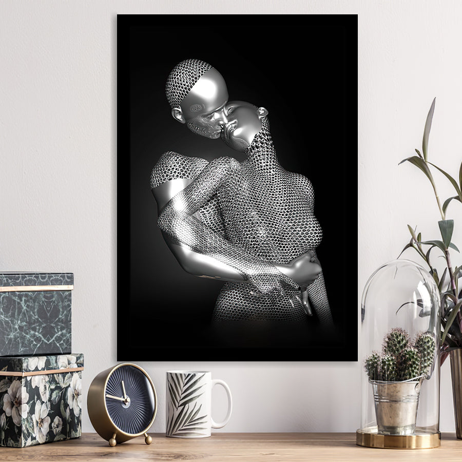 3D Effect Art The Hug Love II Luxury Grey Framed Art Prints Wall Decor - Painting Prints, Wall Art, Home Decor, Prints for Sale