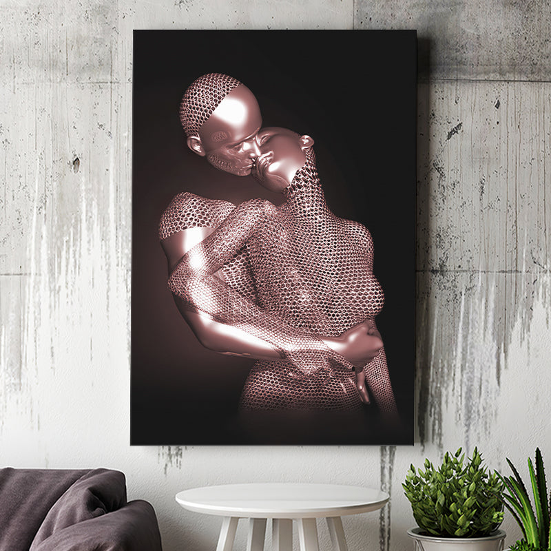 3D Effect Art The Hug Love II Luxury Pink Gold Canvas Prints Wall Art - Painting Canvas, Wall Decor, Home Decor, Prints for Sale